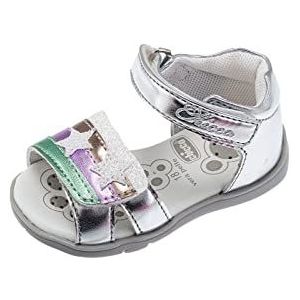 Chicco, Sandaal Guelinda, Verstelbare sandalen met dubbele klittenbandsluiting Meisje 0-24, Zilveren, 19