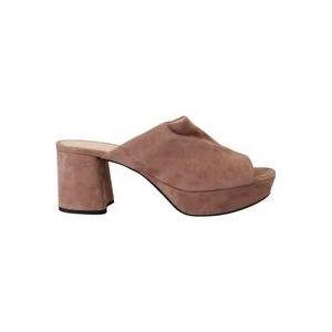 Prada, Heeled Mules Bruin, Dames, Maat:37 EU