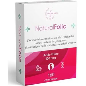 NaturalFolicÂ® FolicÂ®, foliumzuur, 400 mcg, 160 tabletten, 5 maanden voeding, lactose- en glutenvrij, zwangerschap en vruchtbaarheid