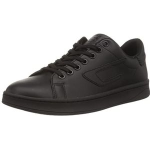 Diesel, Lage leren sneakers met D-patch Zwart, Heren, Maat:41 EU