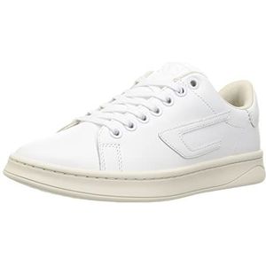 Diesel, S-Athene Low W - Low-top leather sneakers with D patch Wit, Dames, Maat:35 EU