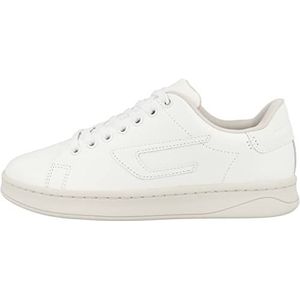 Diesel, S-Athene Low W - Low-top leather sneakers with D patch Wit, Dames, Maat:36 1/2 EU