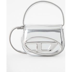 Diesel, Tassen, Dames, Grijs, ONE Size, Leer, 1Dr-Xs-S - Iconic mini bag in mirrored leather
