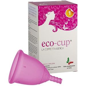 Eco-Cup, Mestruale Made in Italy, schaal van medische siliconen, comfortabel, milieuvriendelijk, herbruikbaar, kleur roze, maat 1