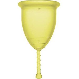 Rainbow Cup Menstruatiebeker, Made in Italy, van medische siliconen zonder latex en additieven, comfortabel, milieuvriendelijk, veilig, in meerdere varianten, kleur zonnestraal, maat 1