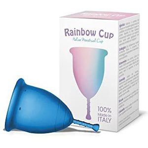 Rainbow Cup Menstruatiecup, gemaakt in Italië, van medische siliconen zonder latex en additieven, comfortabel, milieuvriendelijk, veilig, in meerdere varianten, zachte menstruatiebeker, kleur