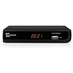 Telesystem TELE System UNICO T2HEVC/01 Terrestrisch Full HD Zwart (DVB-T, DVB-T2), TV-ontvanger, Zwart