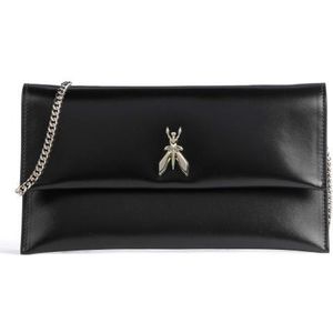 Patrizia Pepe, Tassen, Dames, Zwart, ONE Size, Zwarte Pochette met Gouden Vlieglogo