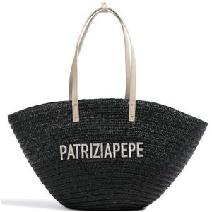 Patrizia Pepe Summer Straw Shopper Tas 40 cm nero