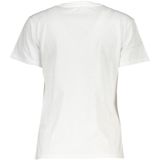 Patrizia Pepe - T-shirt - Wit - Dames - Katoen - Elegant met Korte Mouwen en Logo