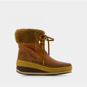 See by Chloé, Bruine Leren Enkellaarzen Bruin, Dames, Maat:36 EU