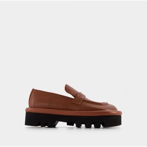 JW Anderson, Schoenen, Dames, Bruin, 37 EU, Oranje Leren Bumper Chunky Flats