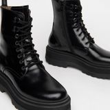 Nero Giardini - Leren Veterschoenen - Zwart - Dames - 5 cm Rubber Platformzool