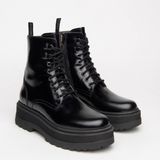 Nero Giardini - Leren Veterschoenen - Zwart - Dames - 5 cm Rubber Platformzool