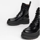 Nero Giardini - Leren Veterschoenen - Zwart - Dames - 5 cm Rubber Platformzool