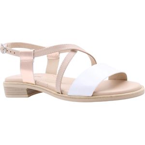 Sandalen - Kleur: Color-Blocking - Materiaal: Leer en Textiel - Hak: Blokhak