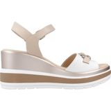 Nero Giardini - Sandaal - Beige - Zilver - Wit - Sleehak - Met Plateau