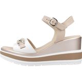 Nero Giardini - Sandaal - Beige - Zilver - Wit - Sleehak - Met Plateau