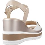Nero Giardini - Sandaal - Beige - Zilver - Wit - Sleehak - Met Plateau