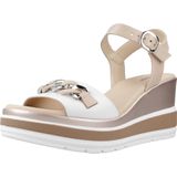 Nero Giardini - Sandaal - Beige - Zilver - Wit - Sleehak - Met Plateau