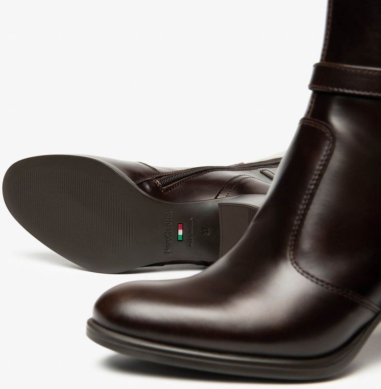 NeroGiardini - I514651D - Knielaarzen - Testa Di Moro - Leer - Blokhak 7 cm