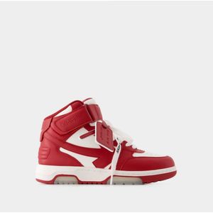 Sneakers Out Of Office Mid Top - Off White - Leer - Wit/Rood