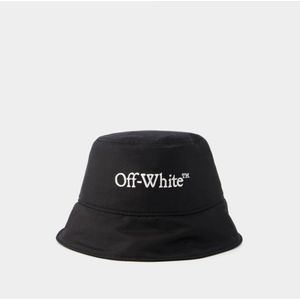 Off White, Accessoires, Dames, Zwart, ONE Size, Katoen, Logo Bucket Hat - Zwart/Wit Katoen