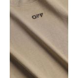 Off White - Geborduurd T-Shirt - Kaki - 100% Katoen
