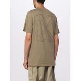 Off White - Geborduurd T-Shirt - Kaki - 100% Katoen