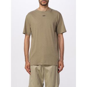 Off White - Geborduurd T-Shirt - Kaki - 100% Katoen