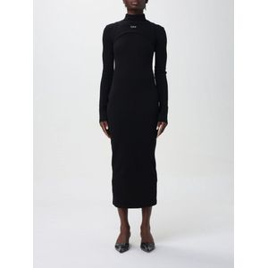 Off White - Two-layer Jurk - Zwart - Katoen