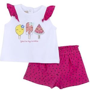 Chicco Set Van 2 T-Shirts En Shorts (2) baby-meisjes, Fuchsia (2), 9M, Design in Italië
