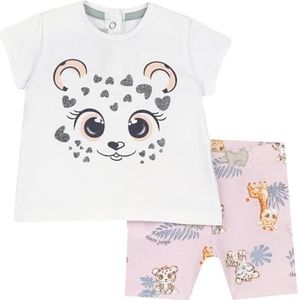 Chicco Compleet met 2 delen: T-shirt en korte broek, pasgeborenen, Wit, 9 Maanden