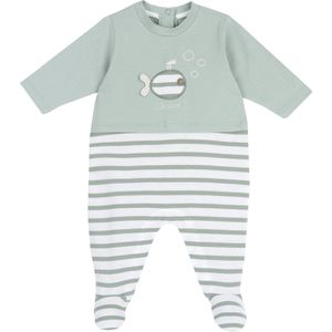Chicco, Babyrompertje van zacht en licht katoen, met comfortabele rugopening en beenopening, ideaal voor lente en herfst, ontworpen in Italië, babykleding 0-24 maanden, groen (3), 3 Maanden