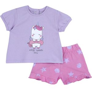 Chicco Set van katoen: T-shirt en shorts, Licht lila, 12 Maanden