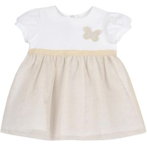 Chicco Robe à Manches Courtes Fille, Naturel rayé, 2 ans