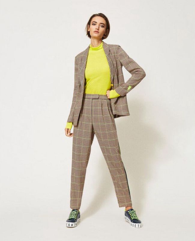 Blazer - Pied-de-Poule - Viscose - Ongevoerd - Knoopsluiting