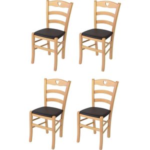 Tommychairs Cuore - Eetkamerstoel - 1 Stuk - Naturel - Stof & Hout