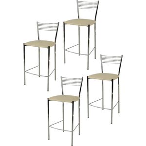 Tommychairs Elegance - Eetkamerstoelen - Set van 4 - Chroom & Beige - Kunstleer