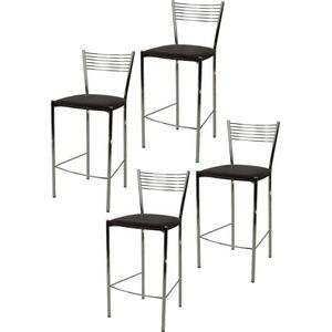 Tommychairs Elegance - Eetkamerstoelen - Set van 4 - Chroom & Mokka - Kunstleer