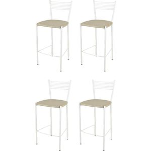 Tommychairs Elegance - Eetkamerstoelen - Set van 4 - Wit & Beige - Kunstleer & Metaal