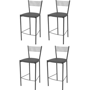 Tommychairs Elegance - Eetkamerstoelen - Set van 4 - Donker Grijs - Kunstleer & Metaal