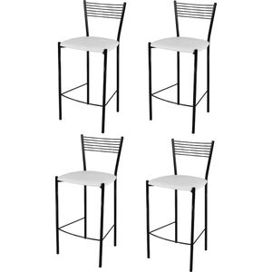 Tommychairs Elegance - Eetkamerstoelen - Set van 4 - Zwart & Wit - Kunstleer & Metaal