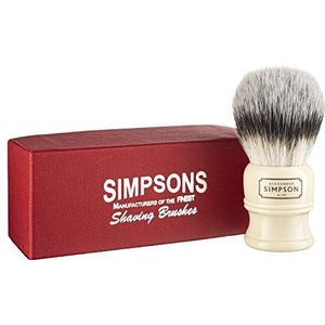 Alexander Simpsons Trafalgar 3 scheerkwast, T3 synthetische vezels met hoge dichtheid, imitatie-ivoren handvat, Simpson scheerkwasten, nat scheren, luxe dik en romig schuim, extra zachte haren
