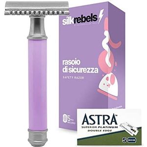 SilkRebels Astra scheerapparaat voor dames, herbruikbaar, voor ontharing, met 5 scheermesjes