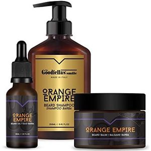 The Goodfellas' Smile Orange Empire, 3-in-1 baardset voor heren, met baardshampoo, balsem, olie - 100% Made in Italy