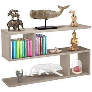 BAKAJI Bassa boekenkast met 5 planken, melamine hout, modern design, voor woonkamer, huis of kantoor, afmetingen 80 x 20 x 50,5 cm (beige)