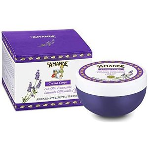 L'AMANDE - Vochtinbrengende lichaamscrème voor de droge huid met hyaluronzuur en vitamine E, zachte en voedende antioxidant, geurende crème voor een zachte en strakke huid, etherische olie biologische