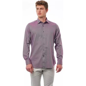 Bagutta - Burgundy Button-Down Regular Overhemd - Veelkleurig - Katoen