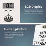 Beper - Digitale Personenweegschaal - "Keep Calm" Opdruk - Glazen Platform - LCD-Display
